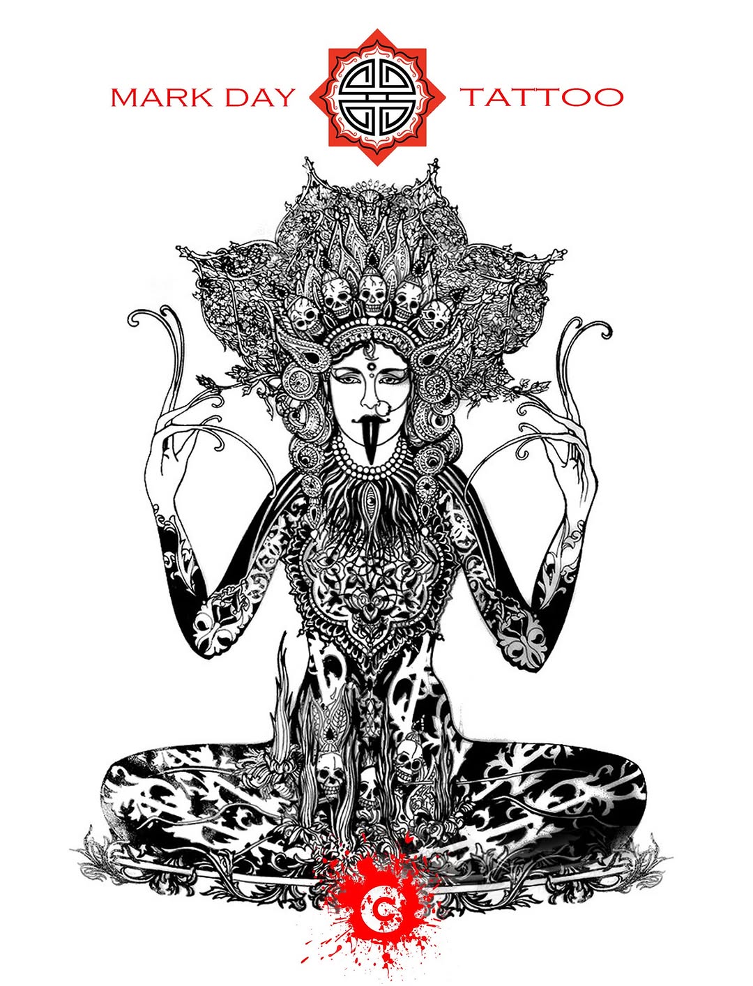 This design is available to tattoo / Inbox me / Kali is the prime Goddess of Jnana or Self-knowledge. She takes us back to the Self in the heart, unifying all our experience within it.

Mark Đấy / Sacred Mantra Tattoo, Muingaphuca, Caragh Lake, Killorglin, Kerry, V93A4T8
https://www.instagram.com/ma