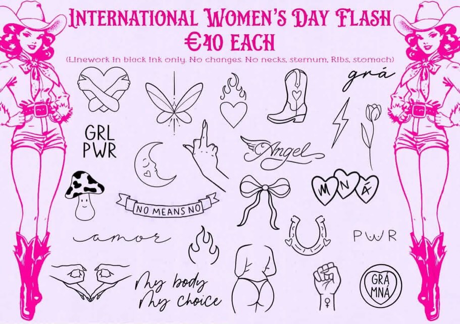 The time is nearly upon us😼💅 Enough suspense has built, so we are DEEELIGHTED to share the final details of our International Women’s Day flash day fundraiser for @womens.aid 🧚🏻
We have a heeeeap of stunnin and cutesy flash designs & piercings to choose from on the day, along with (I may be bia