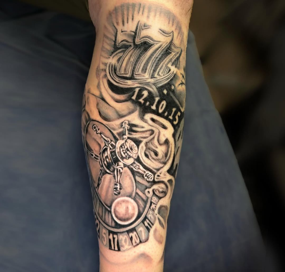 Las Vegas piece for Steven 🎰
Part of a lover leg wrap — still a little left to finish!
.
.
#lasvegastattoo #tattooart #legwrap #tattoosleeve #blackandgreytattoo